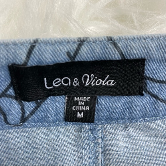 ANTHROPOLOGIE Lea & Viola Denim Wrap Skirt with Elephant Print Size Medium - Picture 4 of 9